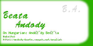 beata andody business card